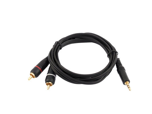 OMNITRONIC Adapter Cable 3.5 Jack/2xJack 1.5m bk