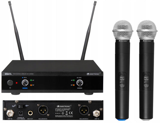 Omnitronic UHF E2-Zestaw bezprzewodowy z 2 mikrofonami
